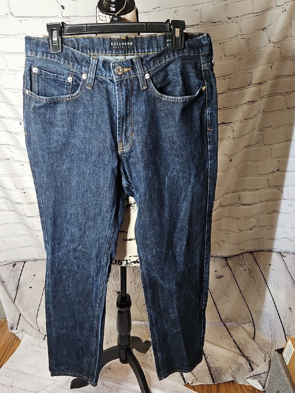 Bullhead Men’s Straight-Leg Dark Blue Wash Jeans Size 32x32